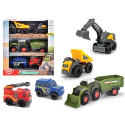 Dickie Toys Lastebil, Gravemaskin Og Traktor | Utrykningskjøretøy>Mini Lekebiler 5-pk