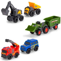 Dickie Toys Lastebil, Gravemaskin Og Traktor | Utrykningskjøretøy>Mini Lekebiler 5-pk