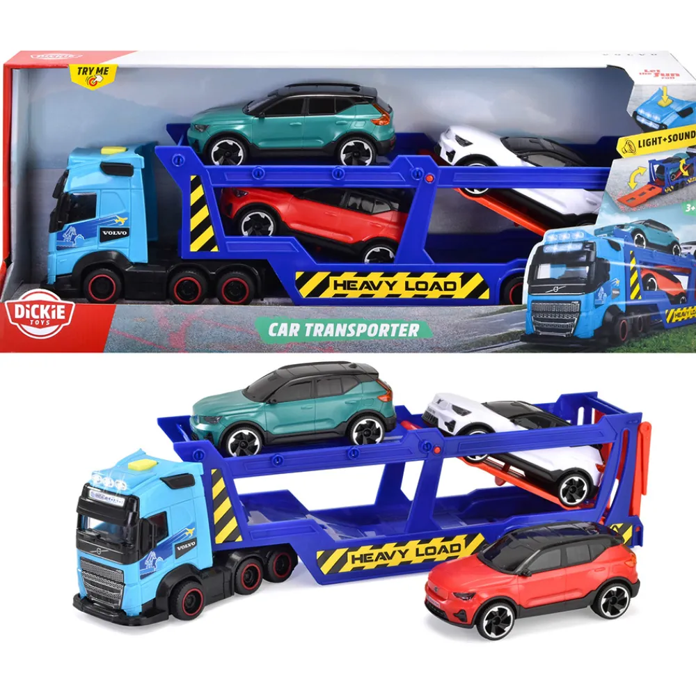 Dickie Toys Lastebil, Gravemaskin Og Traktor | Lekebiler>Volvo FH 16 Biltransport & Volvo XC40 Recharge
