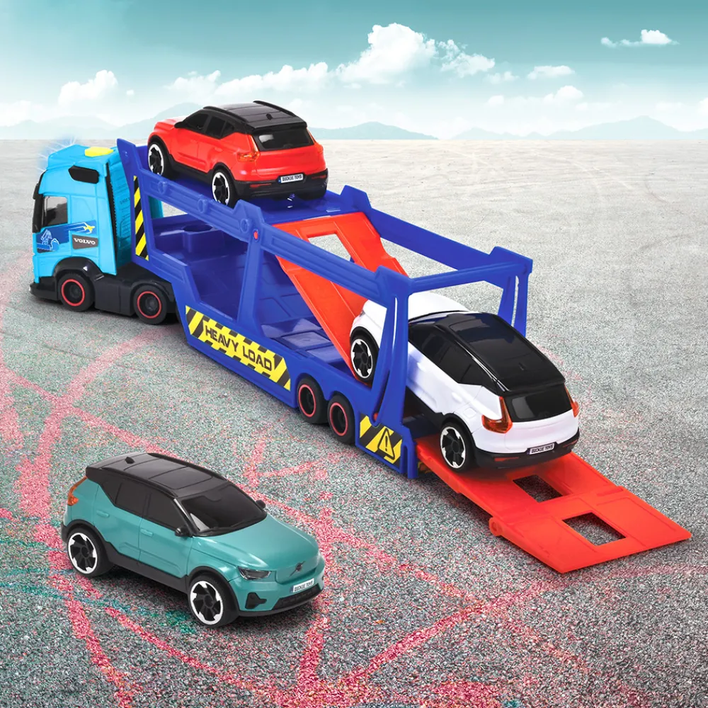 Dickie Toys Lastebil, Gravemaskin Og Traktor | Lekebiler>Volvo FH 16 Biltransport & Volvo XC40 Recharge