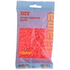 Hama Perler Og Perlesett>Midi perler 1000 stk. Neon rød