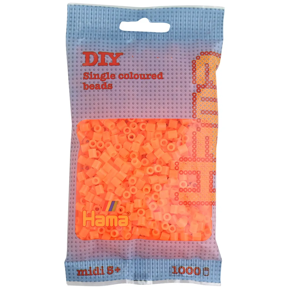 Hama Perler Og Perlesett>Midi perler 1000 stk. Neon oransje