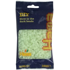 Hama Perler Og Perlesett>Midi perler 1000 stk. Selvlysende grønn