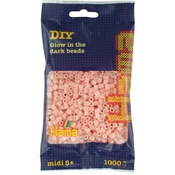 Hama Perler Og Perlesett>Midi perler 1000 stk. Selvlysende rød