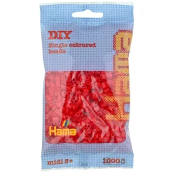 Hama Perler Og Perlesett>Midi perler 1000 stk. Transparent rød