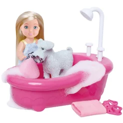 Kiki Love Smådukker>Hund og badekar