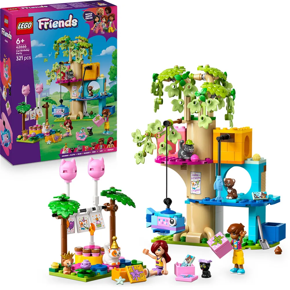 LEGO Lego Friends | Lego Nyheter>42666 Kattens bursdagsfest og leketre