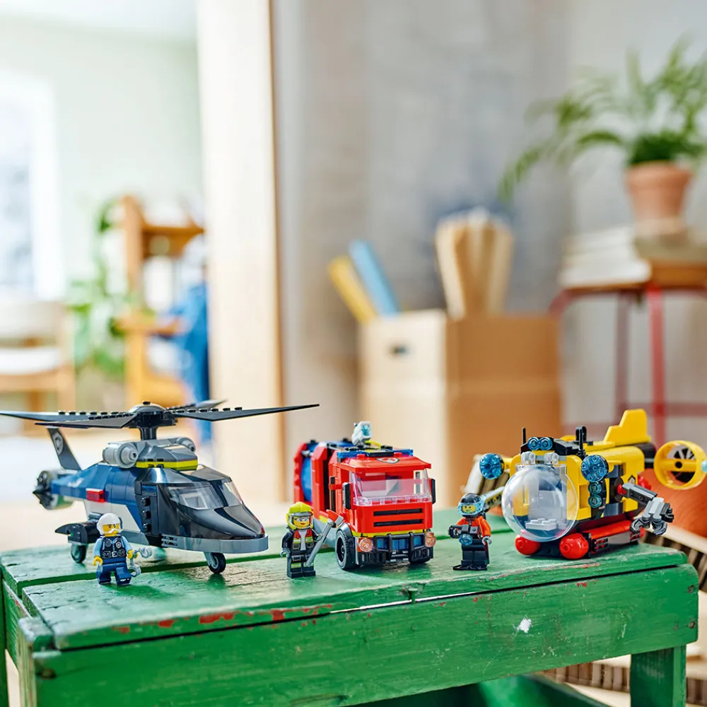 LEGO Båt, Helikopter Og Fly | Utrykningskjøretøy>60462 Pakke med helikopter, brannbil og ubåt