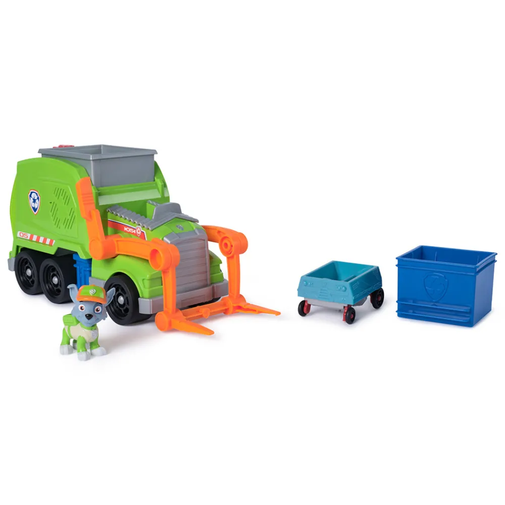 Paw Patrol Lastebil, Gravemaskin Og Traktor | Lekebiler>Rocky Crush N' Roll Recycling Truck