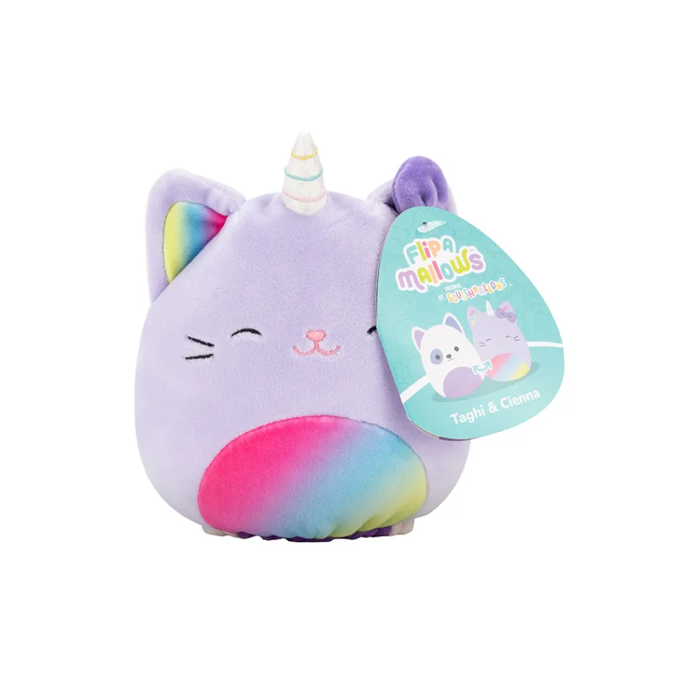 Squishmallows Fidgets Og Småleker | Squishmallows>13 cm Flip A Mallows Taghi the Bull Terrier / Cienna the Purple Rainbow Caticorn