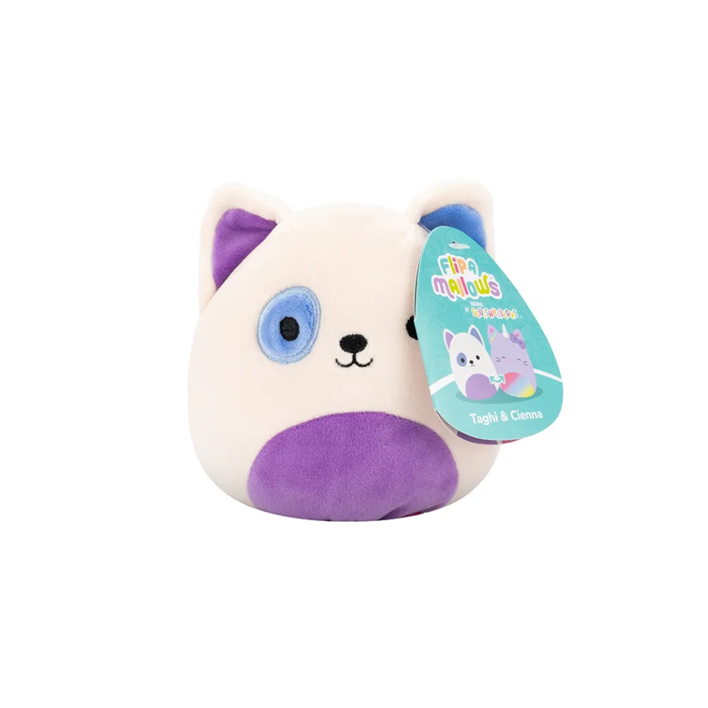 Squishmallows Fidgets Og Småleker | Squishmallows>13 cm Flip A Mallows Taghi the Bull Terrier / Cienna the Purple Rainbow Caticorn